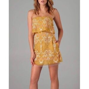 BCBGMAXAZRIA Runway Samantha Strapless Embroidery Mini Cocktail Party Dress